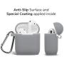 GMYLE AirPod Case, Silicone Protective Cover Skins with Keychain for Airpods Earbuds Wireless Charging Case, Accessories Set Compatible with Apple AirPods 2 & 1, Ash Grey [Front LED Visible]