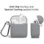 GMYLE AirPod Case, Silicone Protective Cover Skins with Keychain for Airpods Earbuds Wireless Charging Case, Accessories Set Compatible with Apple AirPods 2 & 1, Ash Grey [Front LED Visible]