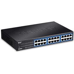 TRENDnet 24-Port Unmanaged Gigabit GREENnet Desktop Metal Switch, TEG-S24DG, Ethernet/Network Switch, 24 x 10/100/1000 Gigabit Ethernet RJ-45 Ports, 48 Gbps Switching Capacity, Lifetime Protection,Black