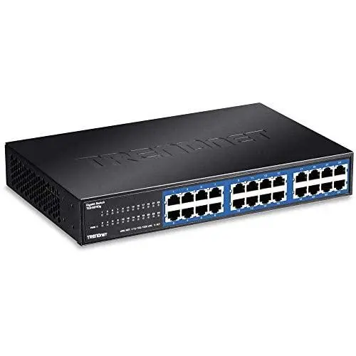 TRENDnet 24-Port Unmanaged Gigabit GREENnet Desktop Metal Switch, TEG-S24DG, Ethernet/Network Switch, 24 x 10/100/1000 Gigabit Ethernet RJ-45 Ports, 48 Gbps Switching Capacity, Lifetime Protection,Black TRENDnet 24-Port Unmanaged Gigabit GREENnet Desktop Metal Switch, TEG-S24DG, Ethernet/Network Switch, 24 x 10/100/1000 Gigabit Ethernet RJ-45 Ports, 48 Gbps Switching Capacity, Lifetime Protection,Black