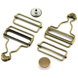 PZRT 4pcs 38mm Bronze Suspenders Adjustable Buckle Metal Ribbon Slip Buckle Fasteners Clip for Garment Overalls Backpack DIY Accessories