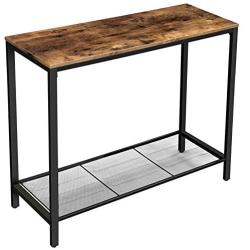 VASAGLE Console Table, Sofa Table, Entryway Table with Metal Mesh Shelf, 39.4 x 13.8 x 31.5 Inches, for Hallway, Entryway, Living Room, Industrial Rustic Brown ULNT86X