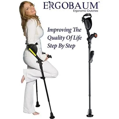 Crutches- Latest Generation Ergobaum by Ergoactives. 1 Pair of The''Pain Reduction'' Crutches
