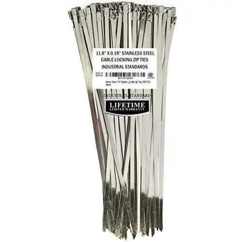 Aroma Trees 100 pcs Metal Zip Ties 11.8'' 304 Stainless Steel Exhaust Wrap Coated Locking Cable Aroma Trees 100 pcs Metal Zip Ties 11.8'' 304 Stainless Steel Exhaust Wrap Coated Locking Cable