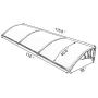 MCombo 116 inch / 78 inch / 39 inch Window Awning Outdoor Polycarbonate Hollow Sheet Door Patio Canopy (40x120, Dark Brown Canopy/Black Bracket)