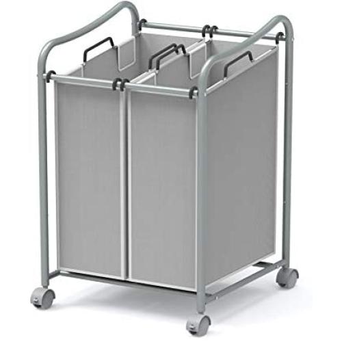 Simple Houseware 2-Bag Heavy Duty Rolling Laundry Sorter Cart, Silver Simple Houseware 2-Bag Heavy Duty Rolling Laundry Sorter Cart, Silver