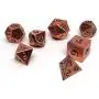 Legendary Copper Metal Polyhedral Dice Set with Black Signature Font - 7 Piece Collection