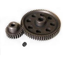 JFtech Differential Steel Metal Super Gear 11184 Main Gear 64T & 11176 Motor Gear 26T Combo for RC HSP 1/10 Car Truck