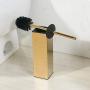 Freestanding Solid Stianless Steel 304 Toilet Bowl Brush and Holder for Bathroom Storage and Organization - Space Saving, Sturdy, Deep Cleaning, Covered Brush (Gold)