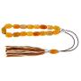 Yellow Jade Gemstone, Handmade Greek Worry Beads or Komboloi with Alpaca Metal Parts on Pure Silk Cord & Tassel, Length 34cm (13.4)