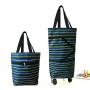 Cocobuy Collapsible Trolley Bags Folding Shopping Bag with Wheels Foldable Shopping Cart Reusable Shopping Bags Grocery Bags Shopping Trolley Bag on Wheels(Elegant Dark Blue)