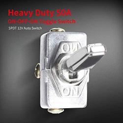 DaierTek ON-OFF-ON 50 Amp 12V Toggle Switch Heavy Duty Automotive Metal SPDT 3 Position 3 Pin with Chrome Plated (2pcs)