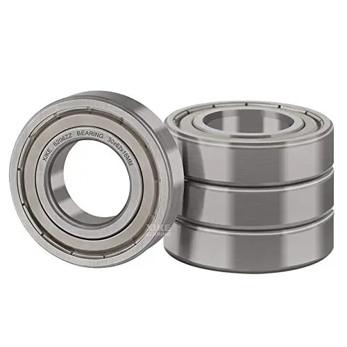 XiKe 4 Pcs 6206ZZ Double Metal Seal Bearings 30x62x16mm, Pre-Lubricated and Stable Performance and Cost Effective, Deep Groove Ball Bearings.