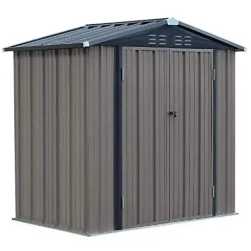 Storage Buildings and Sheds 6x4 FT Outdoor Metal Garden Shed Utility Tool Storage with Double Door & Lock for Tools, Lawn Equipment Storage Buildings and Sheds 6x4 FT Outdoor Metal Garden Shed Utility Tool Storage with Double Door & Lock for Tools, Lawn Equipment