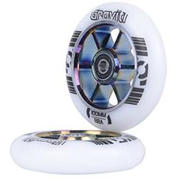 GRAVITI One Pair 100mm Pro Stunt Scooter Wheels with ABEC-9 Bearings CNC Metal Core (2pcs)