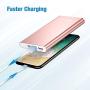 POWERADD Pilot 4GS 12000mAh 8-Pin Input Portable Charger External Battery Pack with 3A High-Speed Output Compatible with iPhone, iPad, iPod and More - Rose Gold (8 Pin Cable Include)