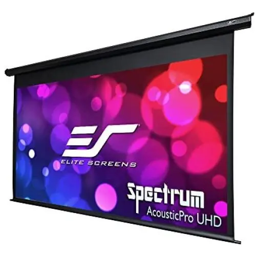 Elite Screens Spectrum 100'' Electric Motorized Projector Screen, 16:9, Moiré-Free, Sound Transparent Perforated Weave 4K Ready Drop Down Projector Screen Elite Screens Spectrum 100'' Electric Motorized Projector Screen, 16:9, Moiré-Free, Sound Transparent Perforated Weave 4K Ready Drop Down Projector Screen