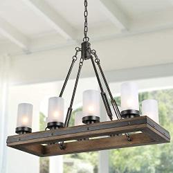 LNC A03487 Wood Chandelier Kitchen Island Lighting for Dining Rooms, Restraunt, Cafe, Bar Counter, Model