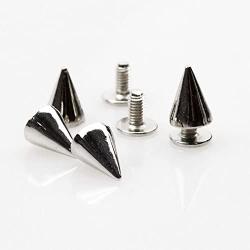 Sutemribor 200 Pieces 7mmx9.5mm Silver Bullet Cone Spike and Stud Metal Screw Back for DIY Leather Crafts