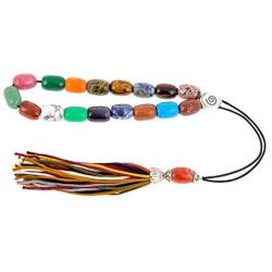 Multi-Color Beads, Handmade Greek Worry Beads or Komboloi with Alpaca Metal Parts on Pure Silk Cord & Tassel, Length 32cm (12.6)