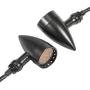 PBYMT Bullet Style Turn Signal Light Amber Lamp Compatible for Chopper Bobber Cruiser Honda Suzuki Kawasaki Yamaha Harley Davidson BMW and More (Black Housing)