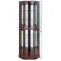 BELLEZE Ashfield Lighted Wood/Glass Curio Corner Cabinet Floor Standing, Walnut