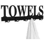 MyGift 23.5 Inch Black Metal Towels Design Wall Mounted 5 Dual-Hook Towel Hanger Rack for Bathroom or Kitchen MyGift 23.5 Inch Black Metal Towels Design Wall Mounted 5 Dual-Hook Towel Hanger Rack for Bathroom or Kitchen