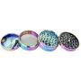 DCOU Rainbow Herb Grinders 2.2 Inches 4 Parts Zinc Alloy Pollen Grinder Colorful Metal Grinder