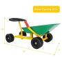 Costzon 8'' Kids Ride-on Sand Dumper, Children Outdoor Sandbox Toy Wheelbarrow Sit On, Heavy Duty Steel Digging Scooper Excavator Crane with 4 Wheels, Metal Garden Play Tools for Boys & Girls (Green)