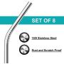 8 pcs Stainless Steel Straws with 8 Dust-proof Cover, SENHAI Bent + Straight Metal Drink Straw with Silicone Silencers Cap & 2 Brushes for 30 20 Ounce YETI Rambler Cup RTIC Ozark Trail