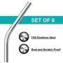 8 pcs Stainless Steel Straws with 8 Dust-proof Cover, SENHAI Bent + Straight Metal Drink Straw with Silicone Silencers Cap & 2 Brushes for 30 20 Ounce YETI Rambler Cup RTIC Ozark Trail