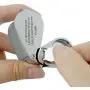 40X Illuminated Jeweler LED UV Lens Loupe Magnifier with Metal Construction and Optical Glass, with Kare and Kind Retail Package (40X x 25 mm, Silver) 40X Illuminated Jeweler LED UV Lens Loupe Magnifier with Metal Construction and Optical Glass, with Kare and Kind Retail Package (40X x 25 mm, Silver)