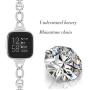 Mtozon Metal Bands Compatible with Fitbit Versa 2/Versa Lite/Versa for Women, Bling Bracelet with Rhinestone Slim Dressy Wristbands, Silver Rose Gold Black