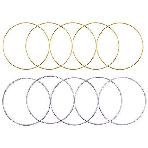 10 Pieces 6 inch Metal Rings Hoops Dream Catcher Metal Rings, Macrame Ring for Dream Catcher and Crafts, Gold and Silver