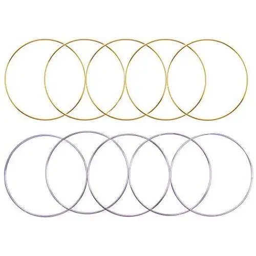 10 Pieces 6 inch Metal Rings Hoops Dream Catcher Metal Rings, Macrame Ring for Dream Catcher and Crafts, Gold and Silver