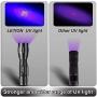 LETION UV Flashlight, LED UV Torch 2 in 1 UV Black Light with 500LM Highlight & 4 Mode & Waterproof for Pet Clothing Food Fungus Detection/Night Fishing/Travel