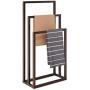 HOMERECOMMEND Metal Towel Bathroom Rack 3 Bars Freestanding Drying Shelf 3 Tier Storage Organizer Brown Washcloths Holder