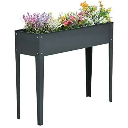Outsunny 40'' x 12'' x 32'' Metal Raised Garden Bed Planter Box - Dark Grey Outsunny 40'' x 12'' x 32'' Metal Raised Garden Bed Planter Box - Dark Grey