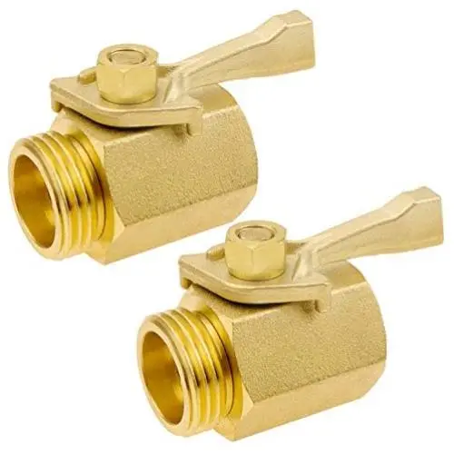 SANCEON Super Heavy Duty Shut Off Valve, 2 Pack Brass Industrial Grade Ball Valve, Standard 3/4'' Thread Garden Hose Connector, Ergonomic Metal Turn Off Valve with Water Flow Control