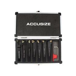 Accusize Industrial Tools 7 Pieces/Set 1/2 Indexable Carbide Turning Tool Set in Fitted Box, 2387-2004