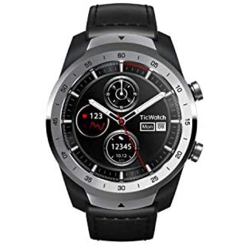 TicWatch Pro, Premium Smartwatch with Layered Display for Long Battery Life, NFC Payment and GPS Build-in, Wear OS by Google, Sleep Tracking, Compatible with iOS and Android (Silver)