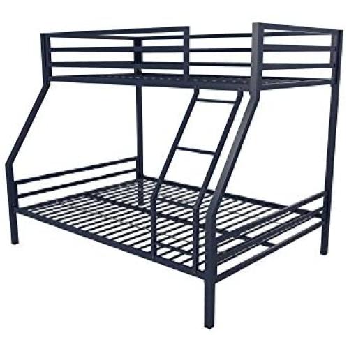Novogratz Maxwell Twin/Full Metal Bunk Bed, Sturdy Metal Frame with Ladder and Safety Rails, Navy Blue