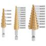 uxcell Step Drill Bits Set HSS 3-12mm 4-12mm 4-20mm Titanium Coated Straight Flutes Hex Shank for Metal Wood Plastic