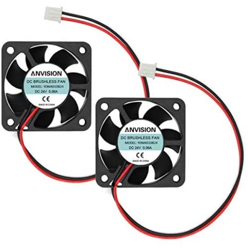 ANVISION 2-Pack DC 24V 40mm x 10mm Brushless Cooling Fan, Dual Ball Bearing, YDM4010B24 ANVISION 2-Pack DC 24V 40mm x 10mm Brushless Cooling Fan, Dual Ball Bearing, YDM4010B24