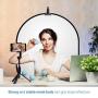 LimoStudio Heavy Duty Metal Clamp Clip Holder Light Stand Mount Bracket with Umbrella Reflector Holder, Female Screw Adapter Thread Brass and 5/8'' Light Stand Attachment for Reflector, AGG1809