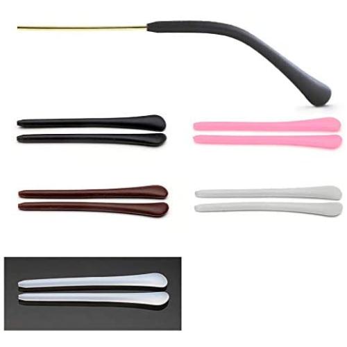 HengKe 5 Pairs Colorful Anti-Slip Silicone Eyeglass End Tips Glasses Ear Hooks Sport Eyeglass Strap Holder Temple Tips Spectacle Retainers, Anti-Slip Elastic Comfort Glasses Retainers, Black Clear