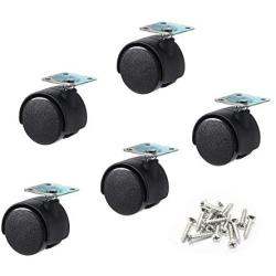 Copapa 1'' Dia Plastic Wheel Metal Top Plate Swivel Ball Bearing Casters 5 Pcs w Mounting Screws