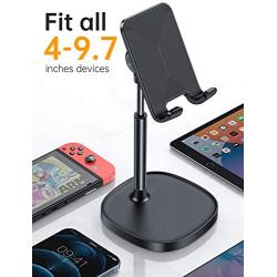 Cell Phone Stand, Angle Height Adjustable LISEN Phone Stand for Desk, Thick Case Friendly Phone Holder Stand for Desk, Compatible with All Mobile Phones,iPhone,Switch,iPad,Tablet(4-10in)-Full Black