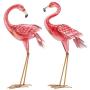 Kircust Flamingo Garden Statues and Sculptures, Metal Birds Yard Art Outdoor Statue, Large Pink Flamingo Lawn Ornaments for Home, Patio, Backyard Decor (2-Pack)