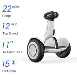 Segway Ninebot S-Plus Smart Self-Balancing Electric Scooter with Intelligent Lighting and Battery System, Remote Control and Auto-Following Mode, White